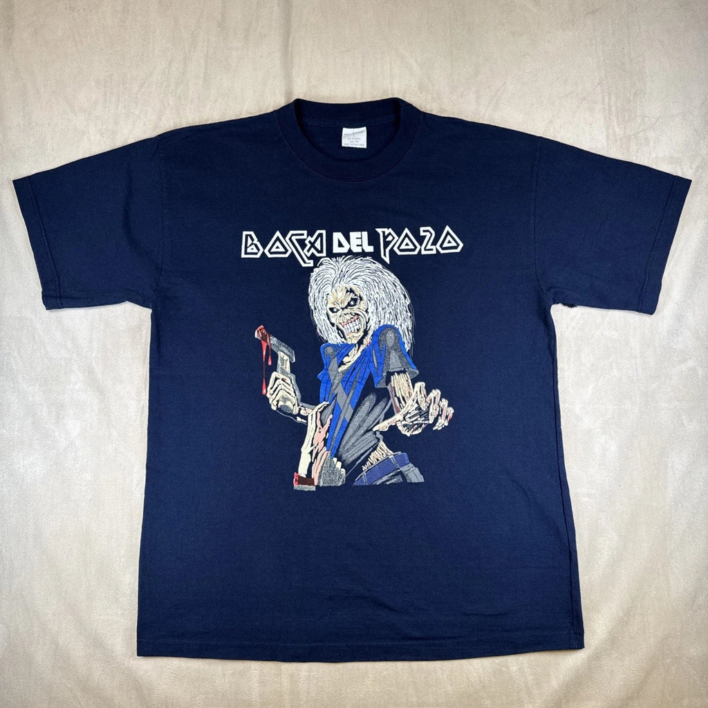 Iron Maiden Themed "La Boca del Pozo" Argentina Fan Screen Print Tee Blue Size L Unisex