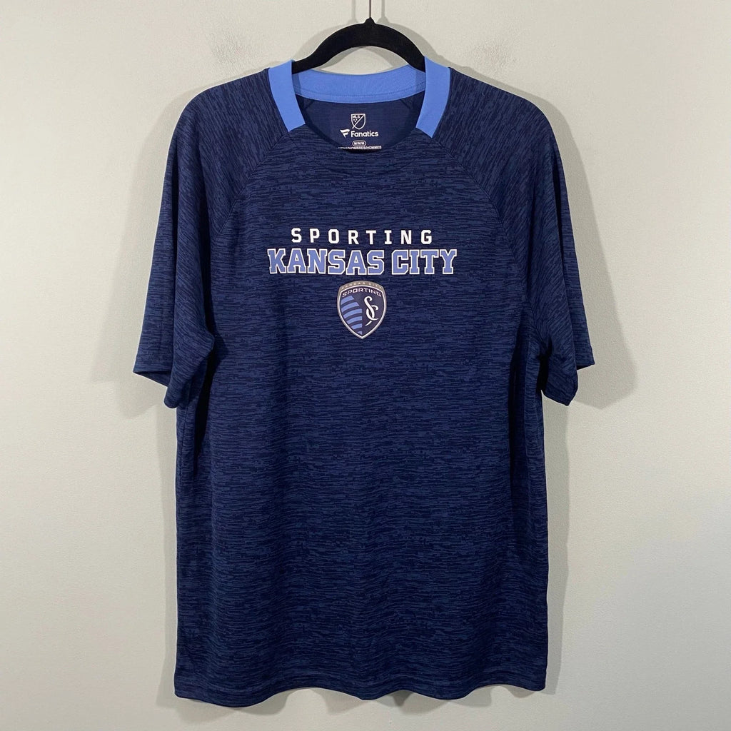 Fanatics Men MLS Kansas City Sporting Blue Short Sleeve Jersey Tee Size M Soccer Unisex