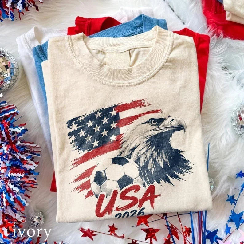 Vintage USA World Cup 2026 Soccer Shirt, American Eagle Football Fan Graphic Tee Unisex
