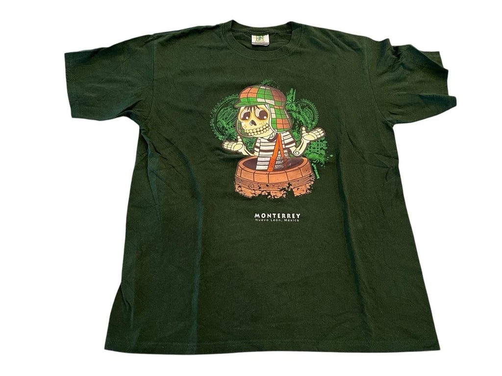 Monterrey Nuevo Leon Mexico Men's Large Skeleton Green Short Sleeve Unisex