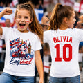 Personalised England Unicorn T Shirt, Custom Name Number Supporter Tee Unisex
