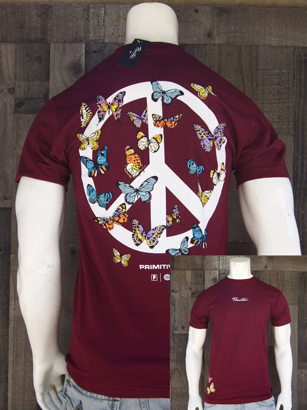 New Primitive Apparel Codes Hope Burgundy Mens Sport S/S T Shirt RPRM-42 Unisex