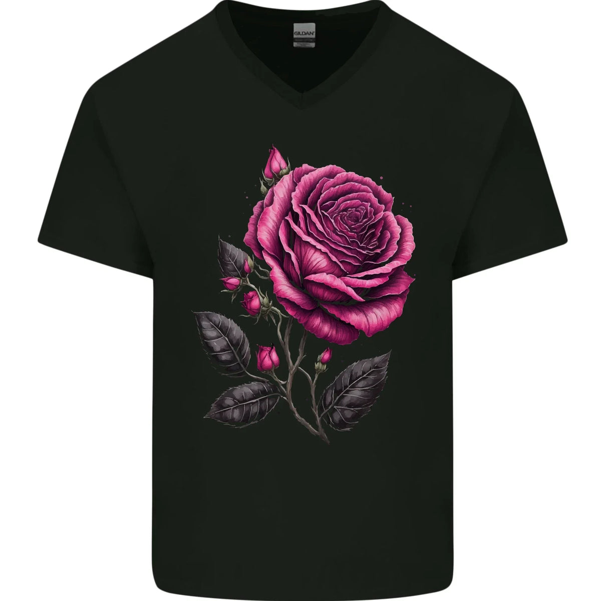 A Pink Rose Gothic Goth Mens V-Neck Cotton Unisex