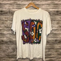 Vintage Soccer Shirt Mens Large White Graphic Tee AOP CYRK Sport 80s 90s Unisex