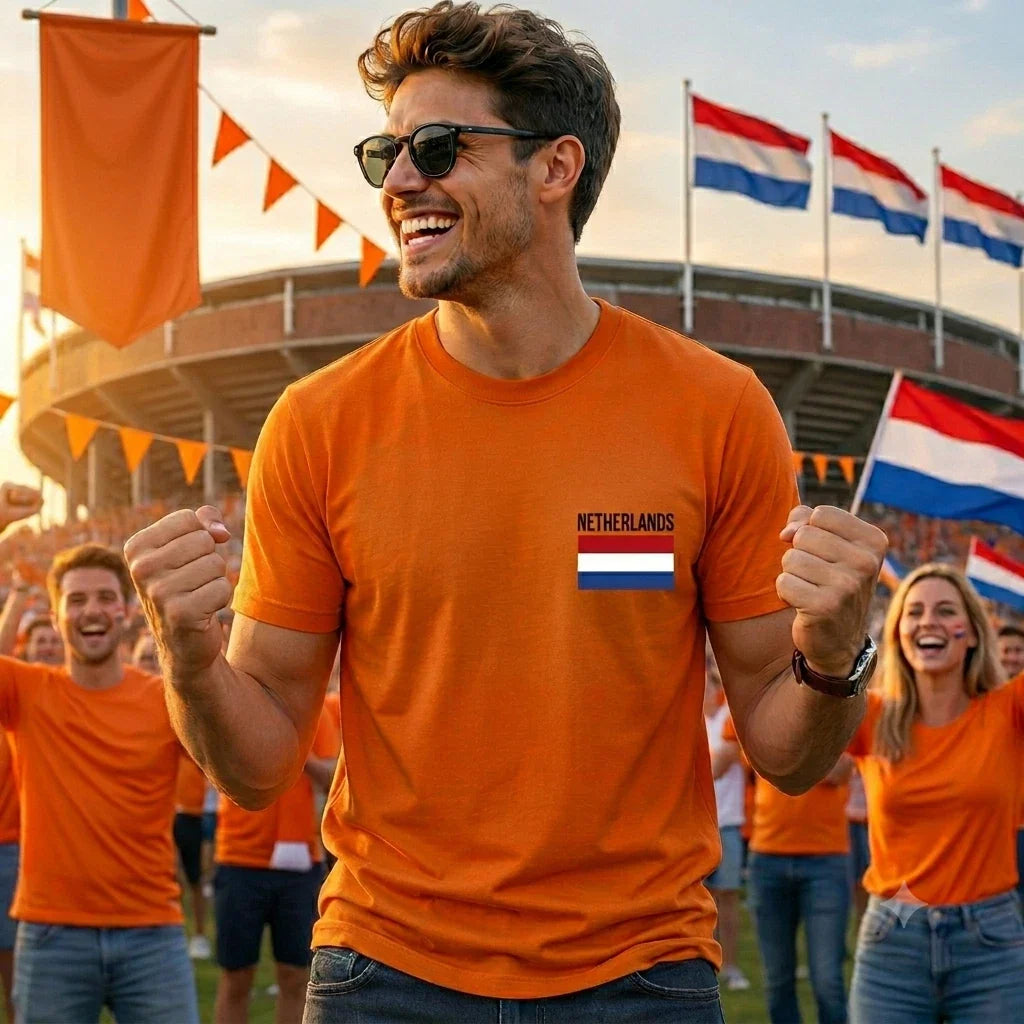 Netherlands Flag T Shirt, Dutch Pride Holland Football Fan Gift Unisex