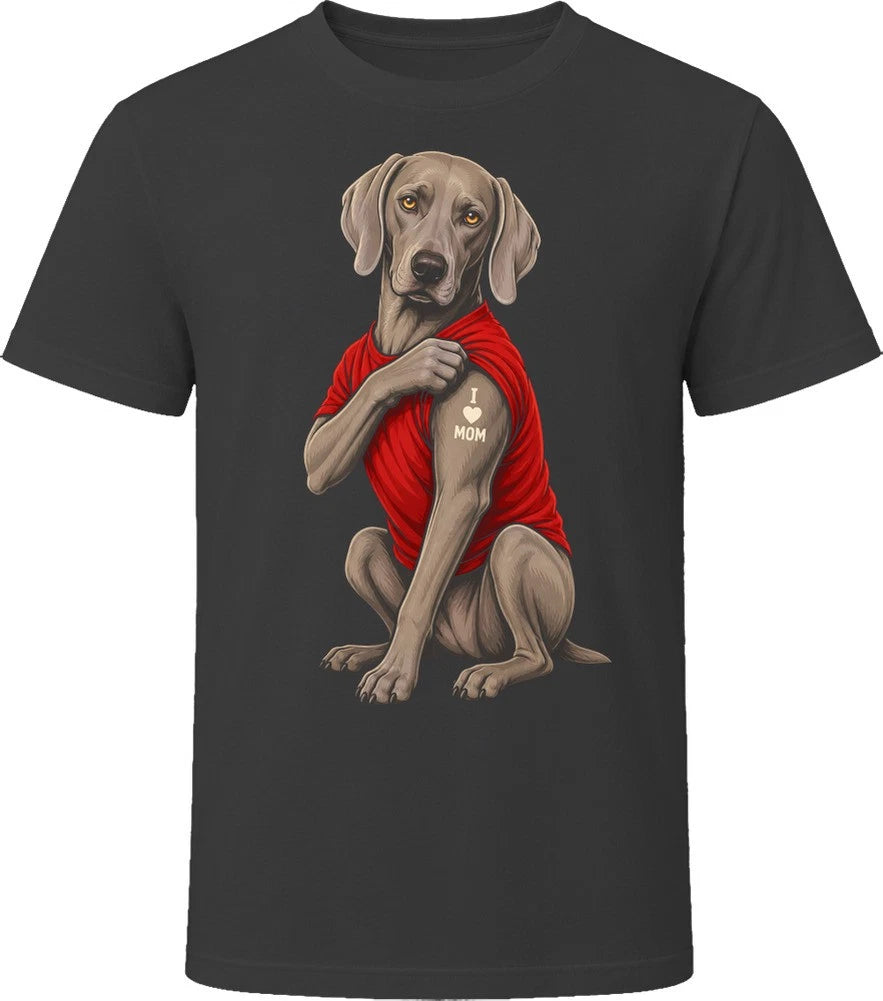 Weimaraner Dog I Love Mom Tattoo Cute Dog Dad Gift T Shirt