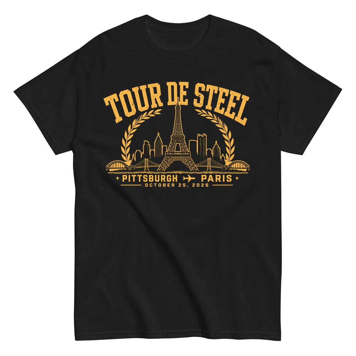 Tour De Steel: Pittsburgh to Paris 2026 Football Fan Skyline Unisex