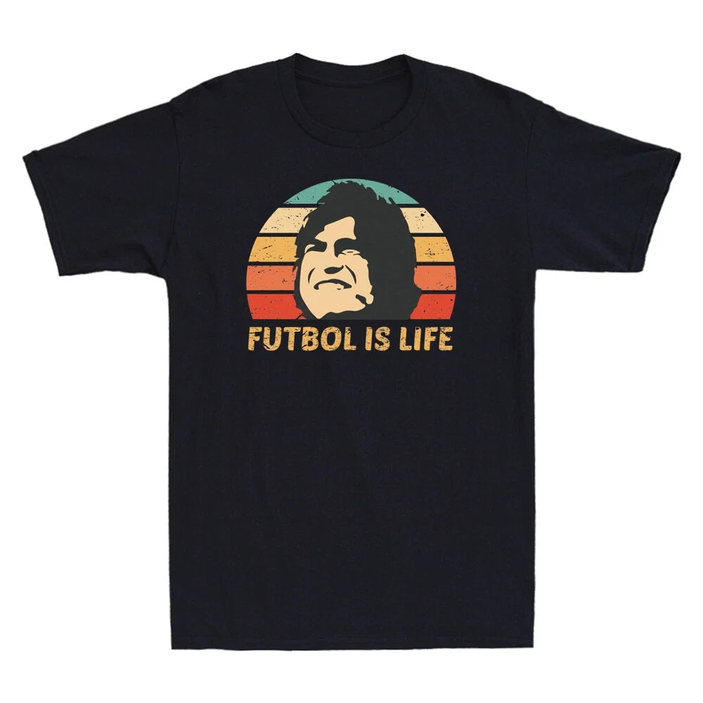 Futbol Is Life Retro Men's Funny Gift For Football Soccer Lovers Tee Top Unisex