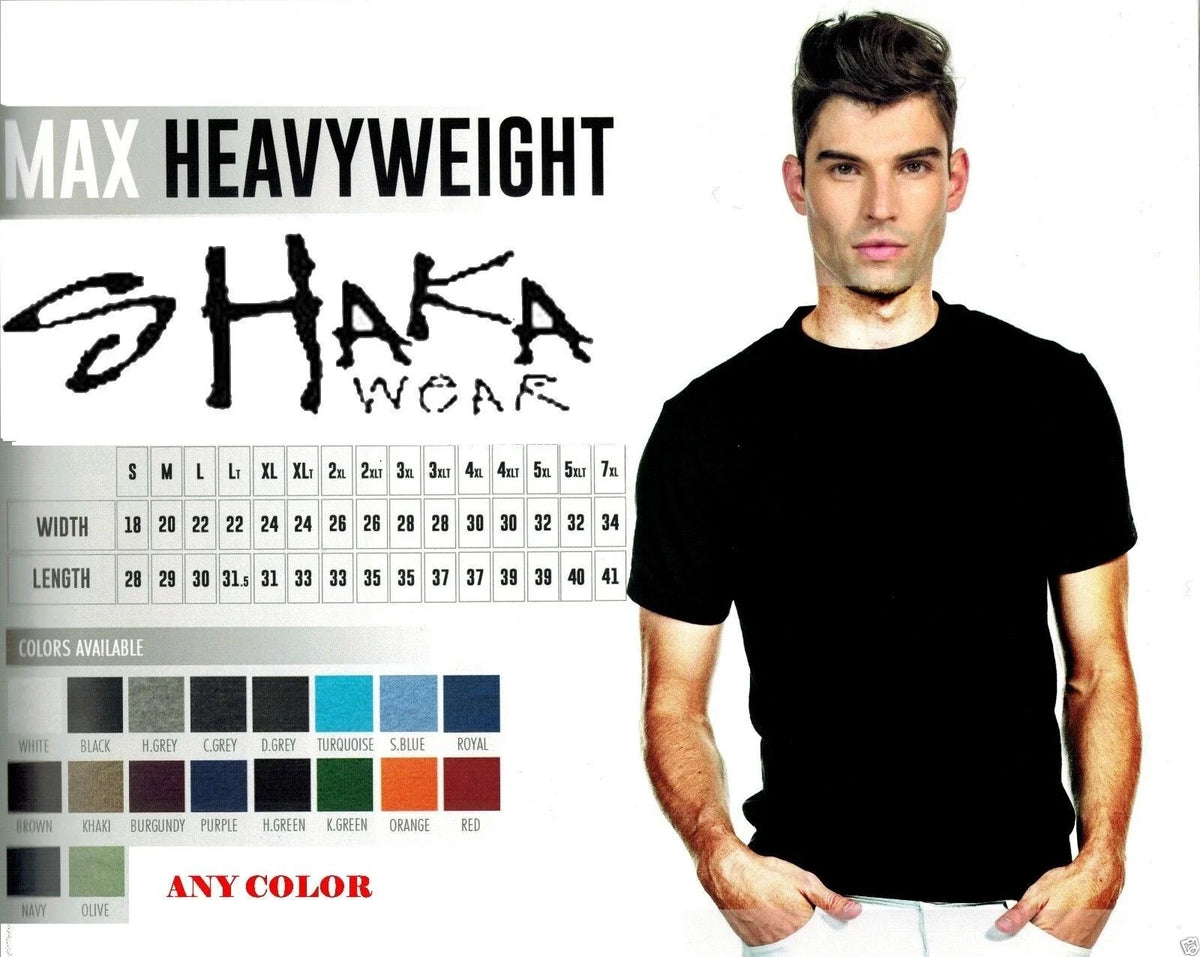 Shaka Wear Mens Max Heavyweight Short Sleeve Any Color Basic Plain Tee Unisex