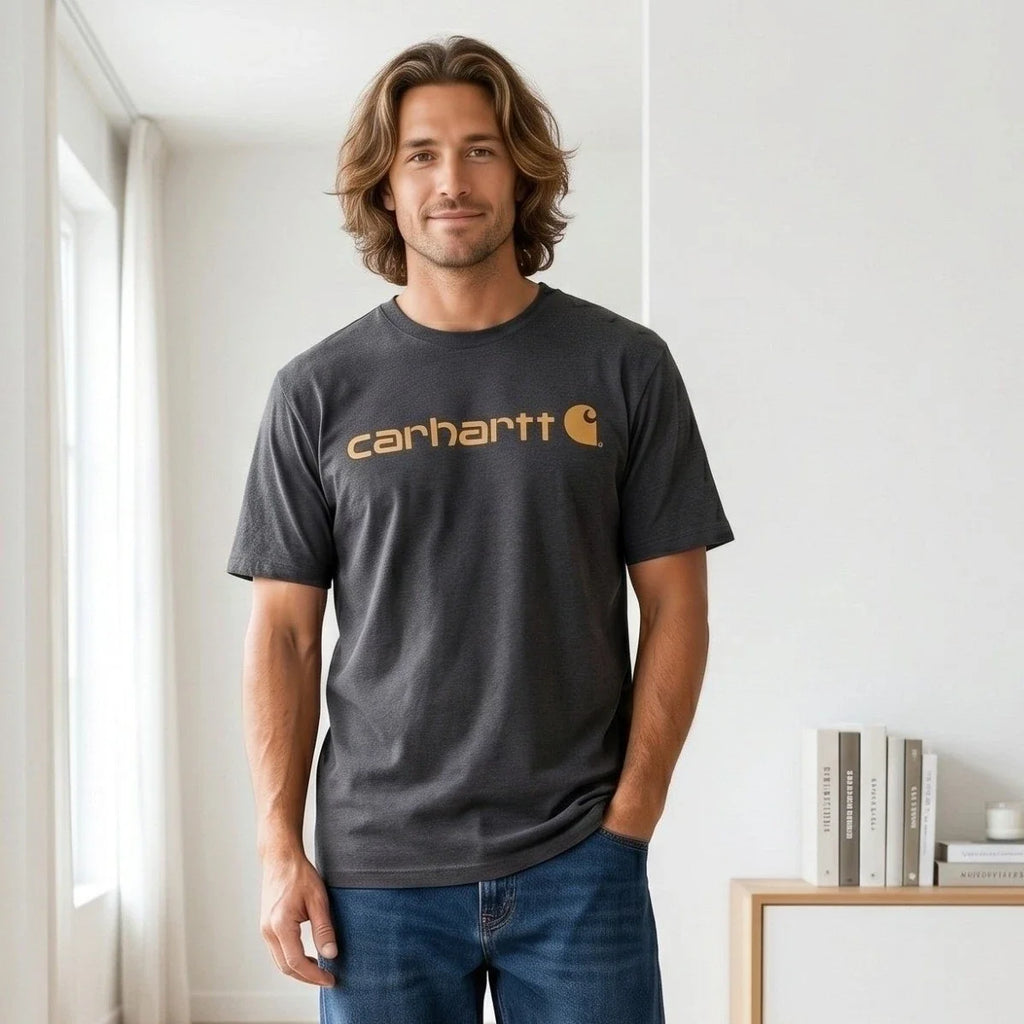 Carhartt Graphic Logo T Shirt Mens Large Charcoal Gray Original Fit K195 CRH Unisex