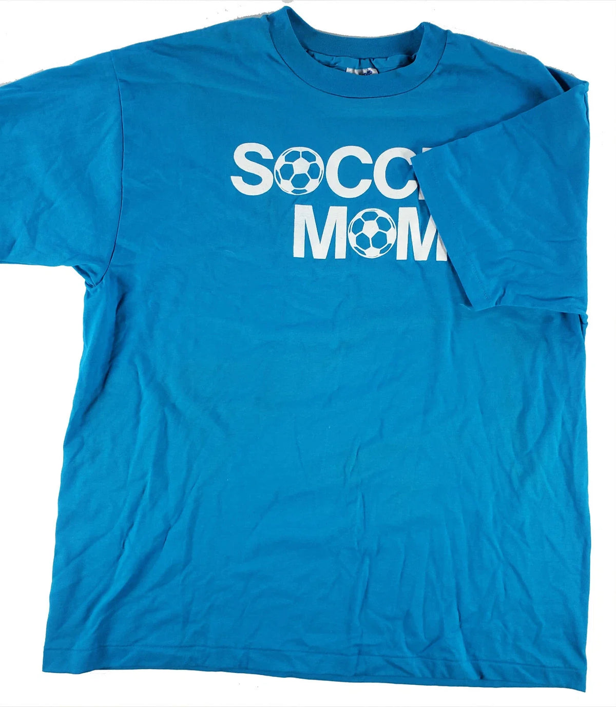 SOCCER MOM vintage t shirt XL Hanes Heavyweight Made In USA 1990s Blue milf Unisex