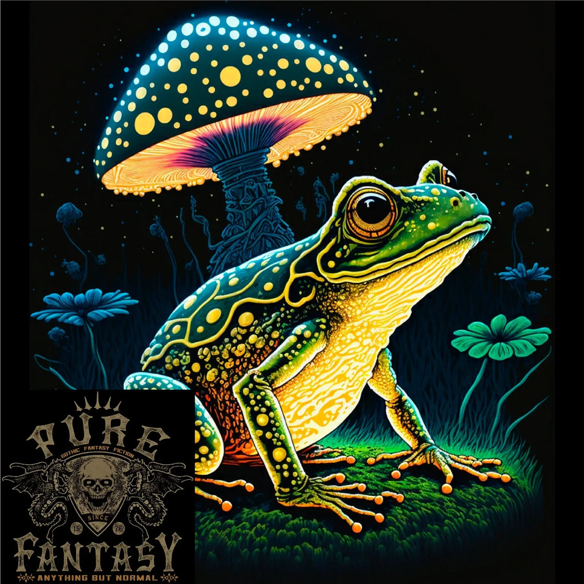 A Trippy Frog Magic Mushrooms LSD Mens Cotton Tee Top Unisex