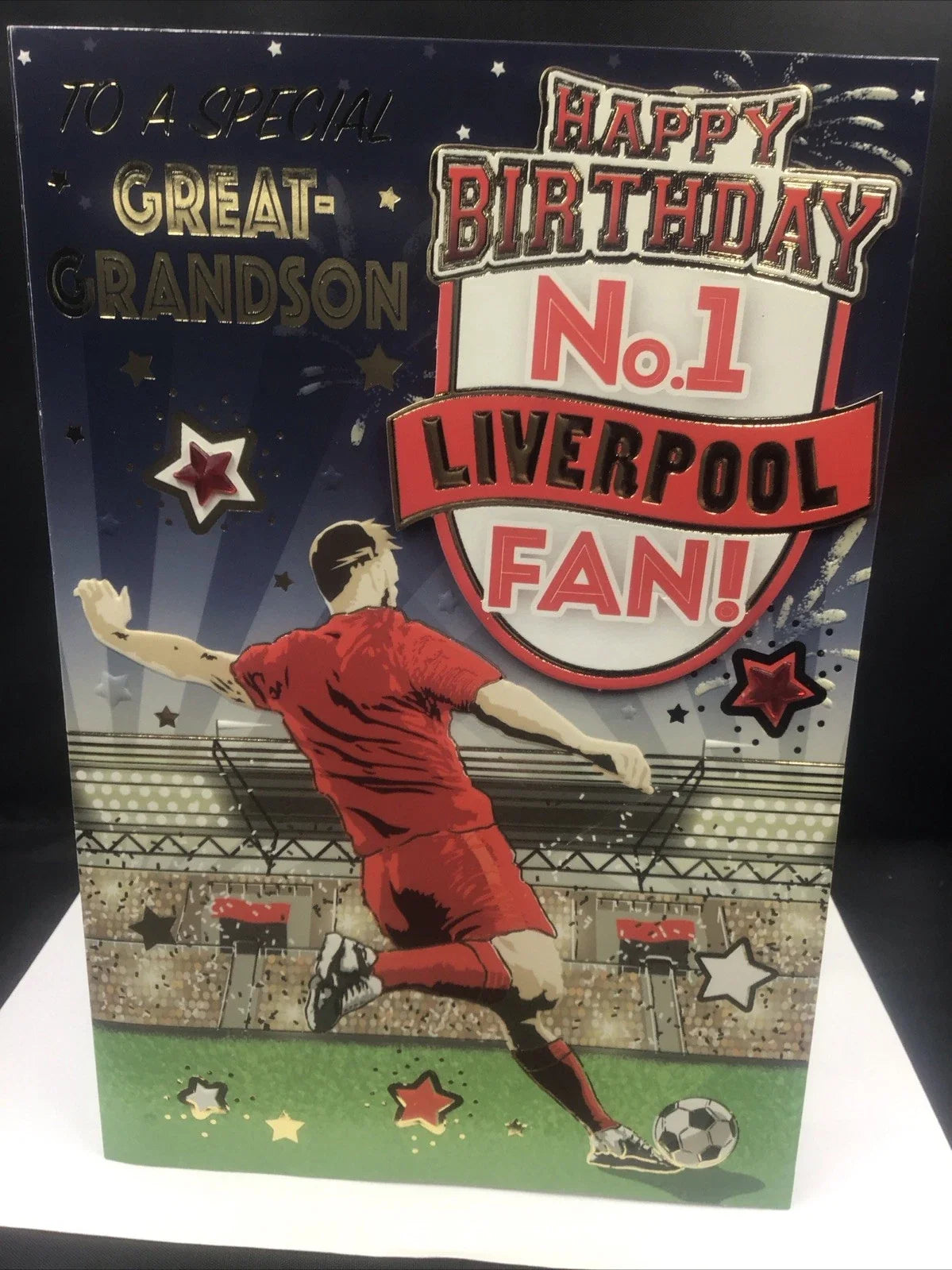 GREAT GRANDSON FOOTBALL CARD LIVERPOOL (9"X 6") NUMBER ONE FAN Unisex