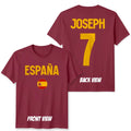 Personalised Espana Name And Number Unisex T Shirt Game Day Football Spain Unisex