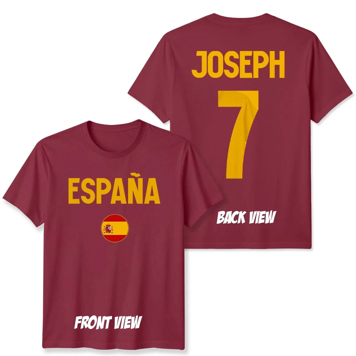 Personalised Espana Name And Number Unisex T Shirt Game Day Football Spain Unisex