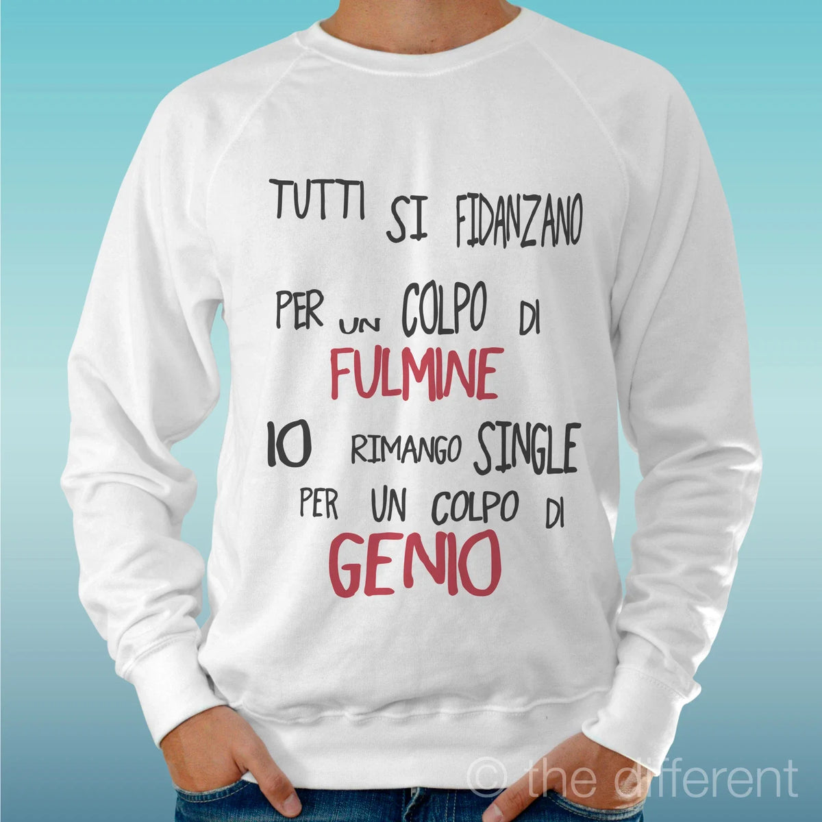 Felpa Man Light Sweater White " Single Colpo Of Genie " Road To Happiness Unisex