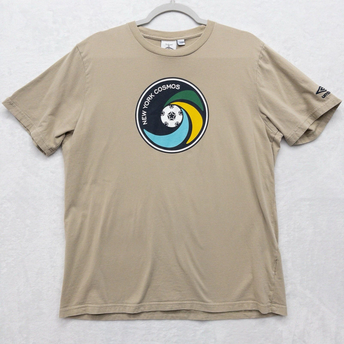 New York Cosmos Training Football Shirt Jersey Cotton Umbro Size XL Tan Unisex