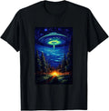 UFO Aliens Flying Saucer Van Gogh Style Starry Night Graphic Unisex