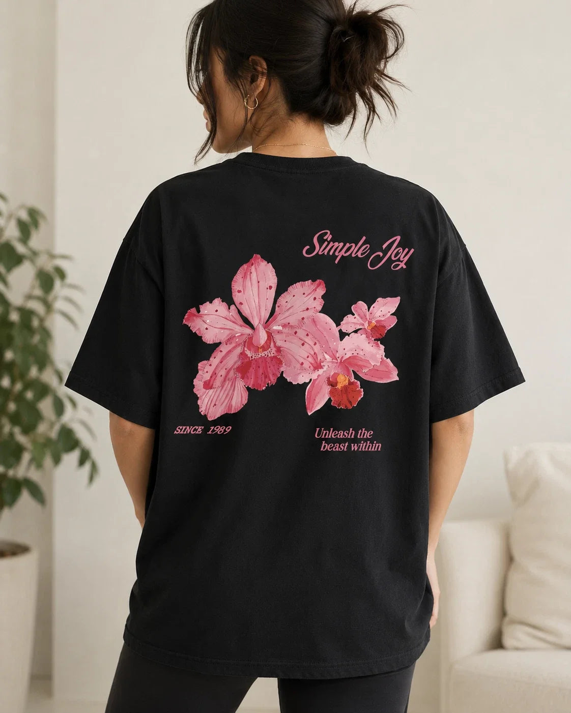 Simple Joy Orchid | Pink Flower Graphic Tee Women Men Unisex