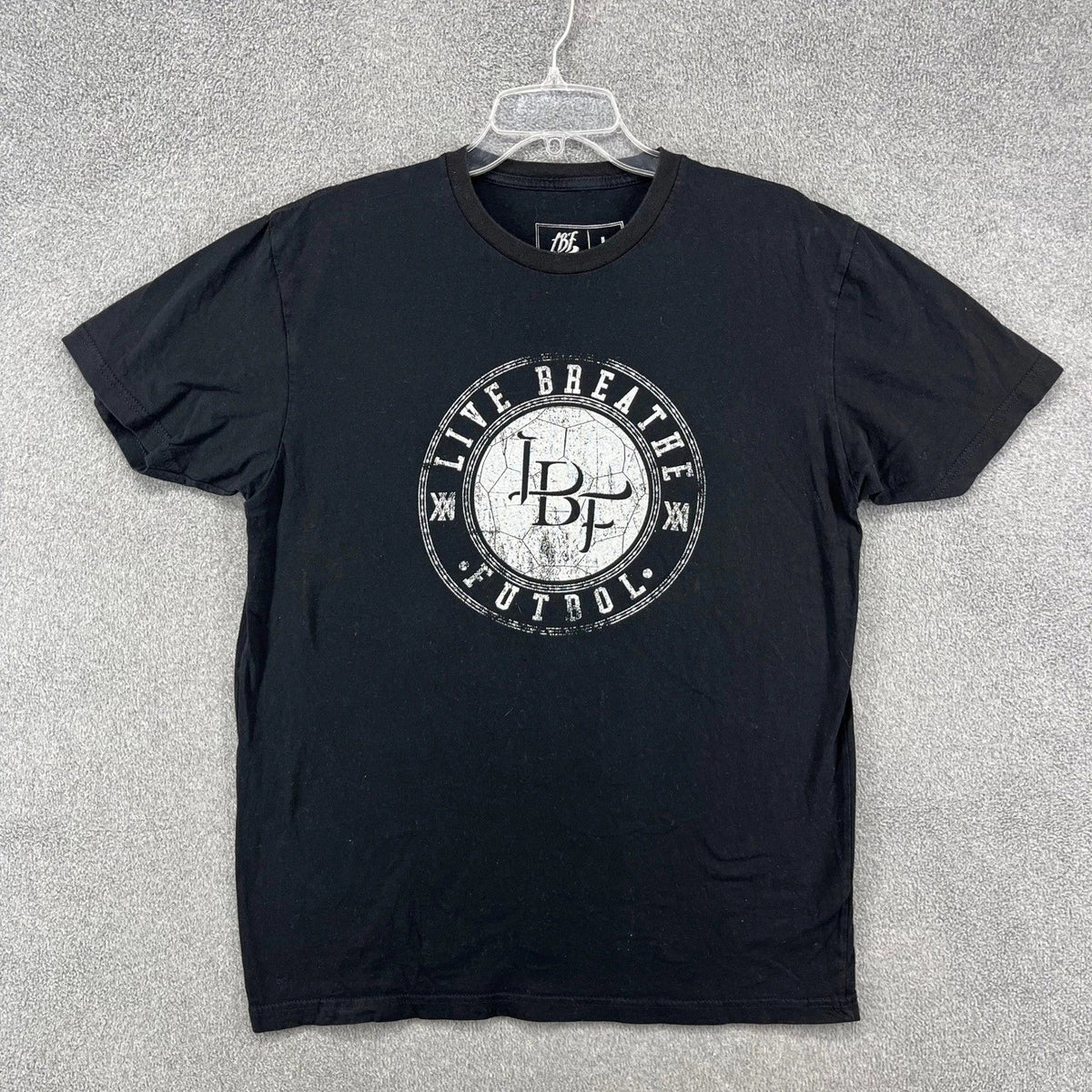 LBF Live Breathe Futbol Black Graphic T Shirt Mens Size Large Soccer Sportswear Unisex