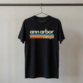 Ann Arbor Michigan Shirt Distressed 70s Striped Souvenir Hometown Graphic Tee Unisex