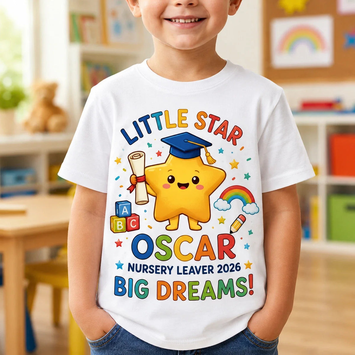 Nursery Leaver T Shirt, Personalised Kids School Graduation Gift Unisex