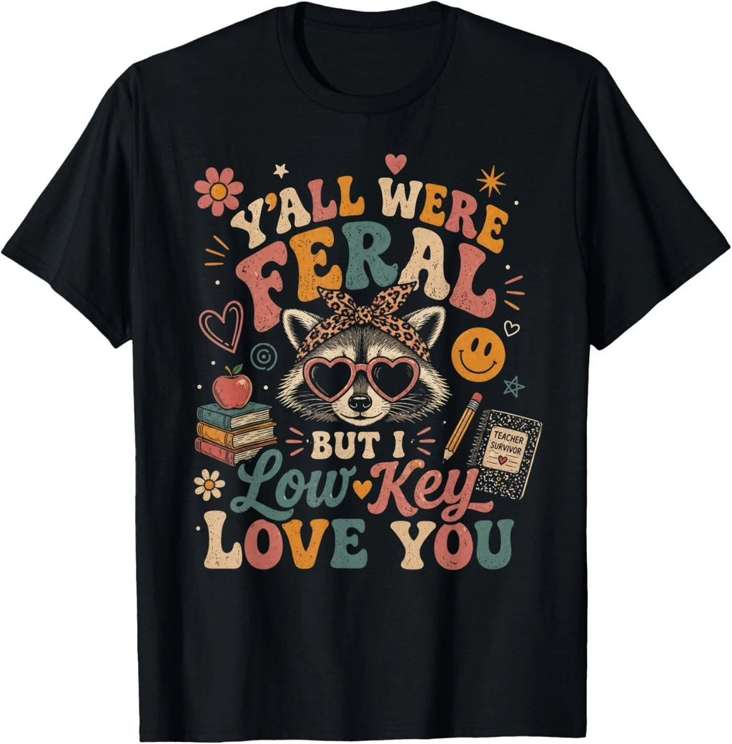 Y'all were Feral But I Low Key Love You Raccoon Iced Coffee Gift Unisex T-Shirt