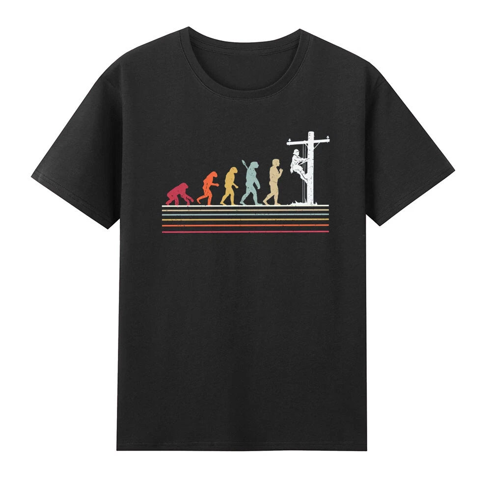 Evolution Of Power Lineman Humor Electric Electrician Lover Gifts Men's T-Shirt