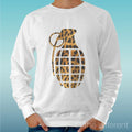 Felpa Man Light Sweater White " Bomba Leopard " Road To Happiness Unisex