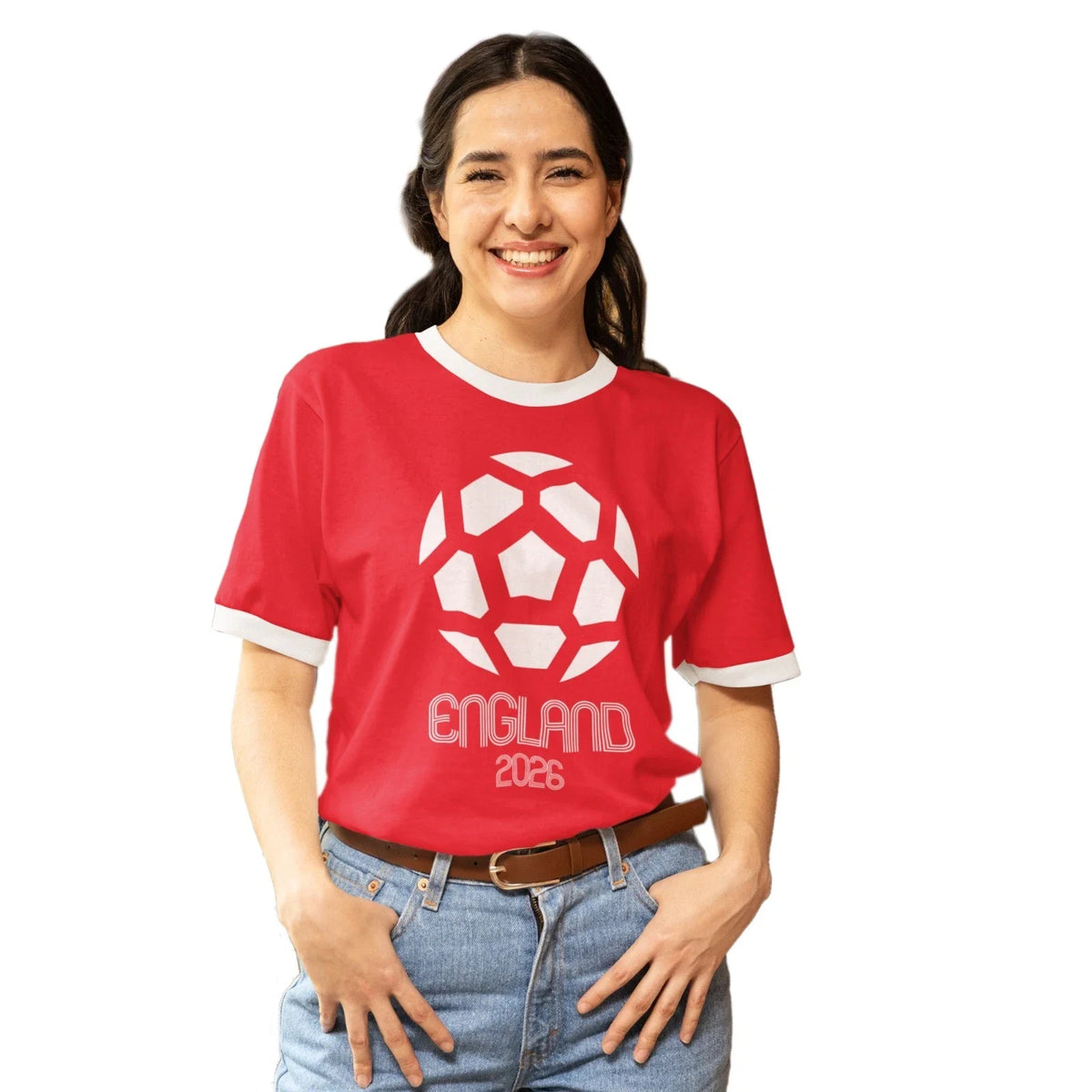 England 2026 International Football Fan Print Ringer Birthday Gift Unisex