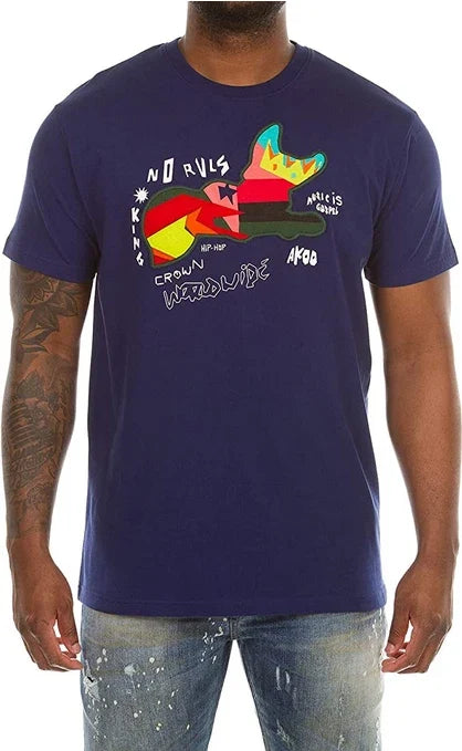 Akoo Men’s s Short Sleeve Knit Cotton Fashion Abstract Snobby Tee 2XL Unisex