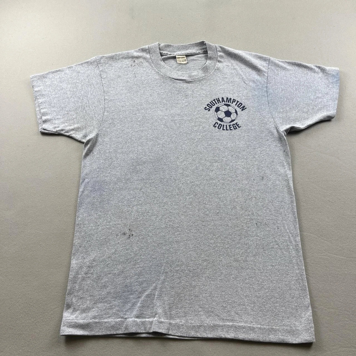 Vintage Southampton College Mens Small Gray Soccer New York Made USA 80s Unisex