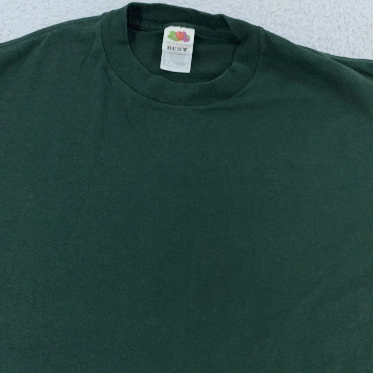 Vintage 90s Blank Dark Green Fruit of the Loom Best Shirt Mens M/L Crewneck Tee Unisex