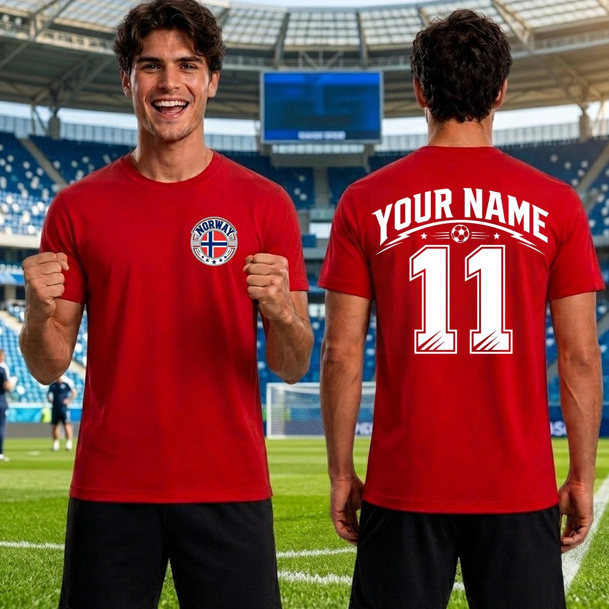 Personalised Norway Football T Shirt, Custom Name Number Tee Unisex