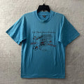 Fruit of The Loom Men T Shirt Soccer Graphic Blue M Cotton Vintage 90s Crew Neck Unisex