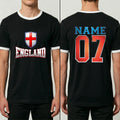 Personalised 3D Effect England Football Ringer Custom Name Number Top Unisex