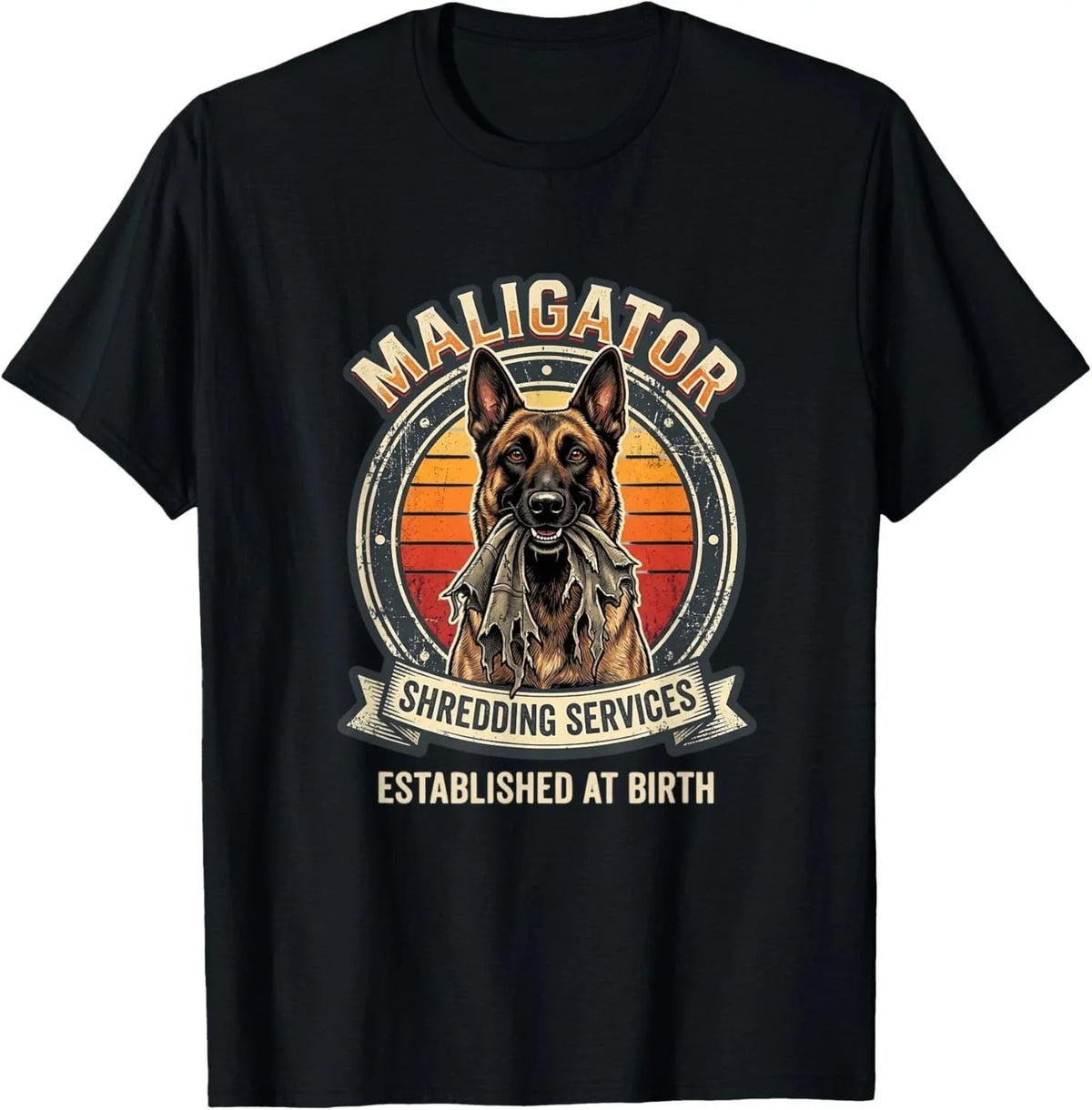 Maligator Shredding Services Belgian Malinois Funny Dog Lover Tee Shirt Gifts Unisex