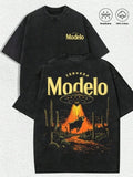 Vintage Washed Modelo Cowboy UFO Desert Graphic Tee, Retro Western Beer Shirt Unisex