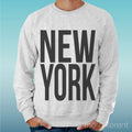 Felpa Man Light Sweater Light Grey " New York " Road To Happiness Unisex