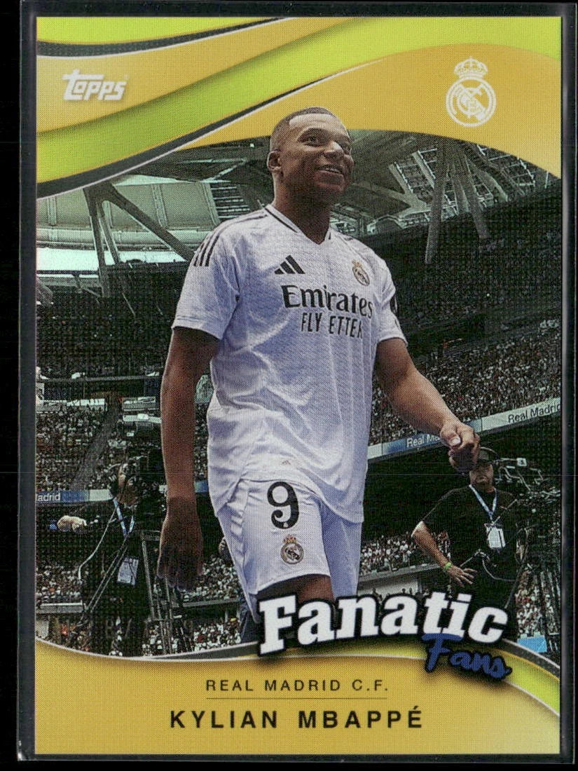 2024-25 Topps Real Madrid Fan Set #FF-4 Kylian Mbappé Fanatics Fans Yellow #/199 Unisex