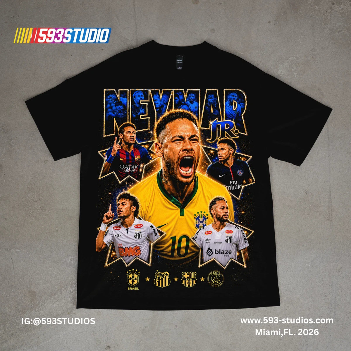 Neymar Jr Vintage Graphic Brazil Soccer Legend Football Fan Tee Unisex