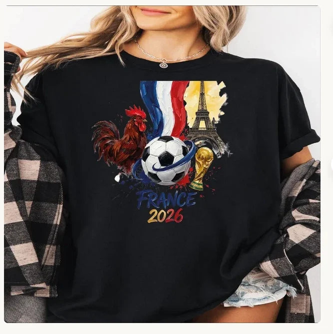 France 2026 Shirt, World Cup Soccer Tee, Eiffel Tower Football Unisex