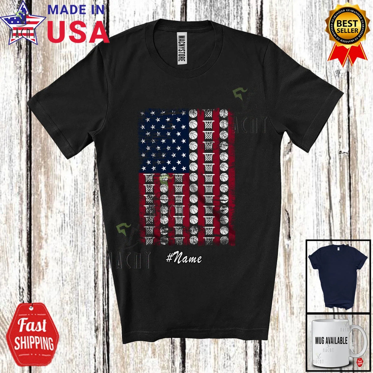 Custom Name US Flag Basketball; Proud 4th Of July Vintage Player Patriotic Shirt Unisex