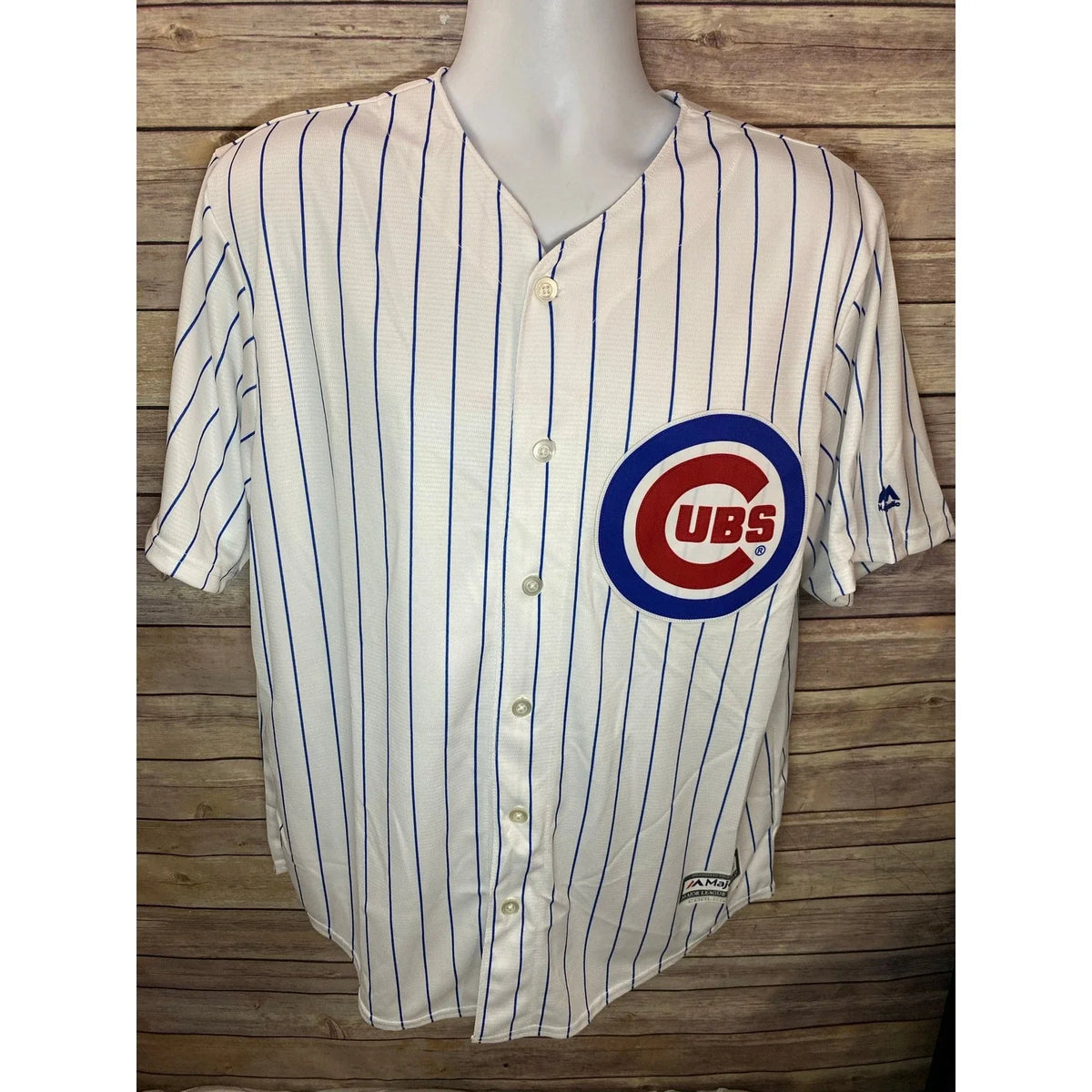 MAJESTIC Chicago Cubs #5 Baez Jersey — Large white and blue Unisex