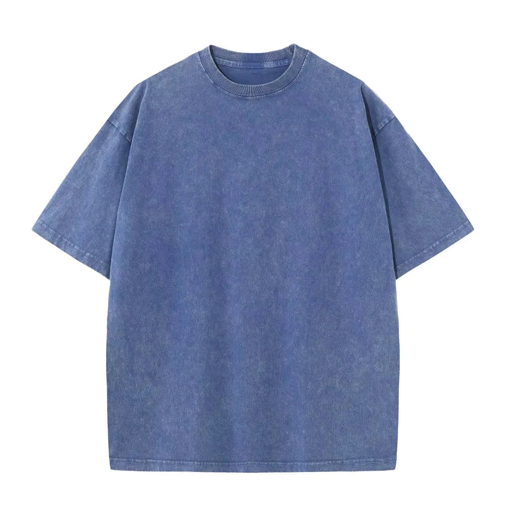 Oversized Washed Cotton T Shirt 230G Heavyweight Vintage Streetwear Tee Unisex