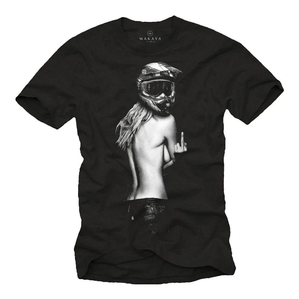 Motocross Mens with Sexy Pin Up Girl - MX Helmet Men Motorcycle Shirt Unisex