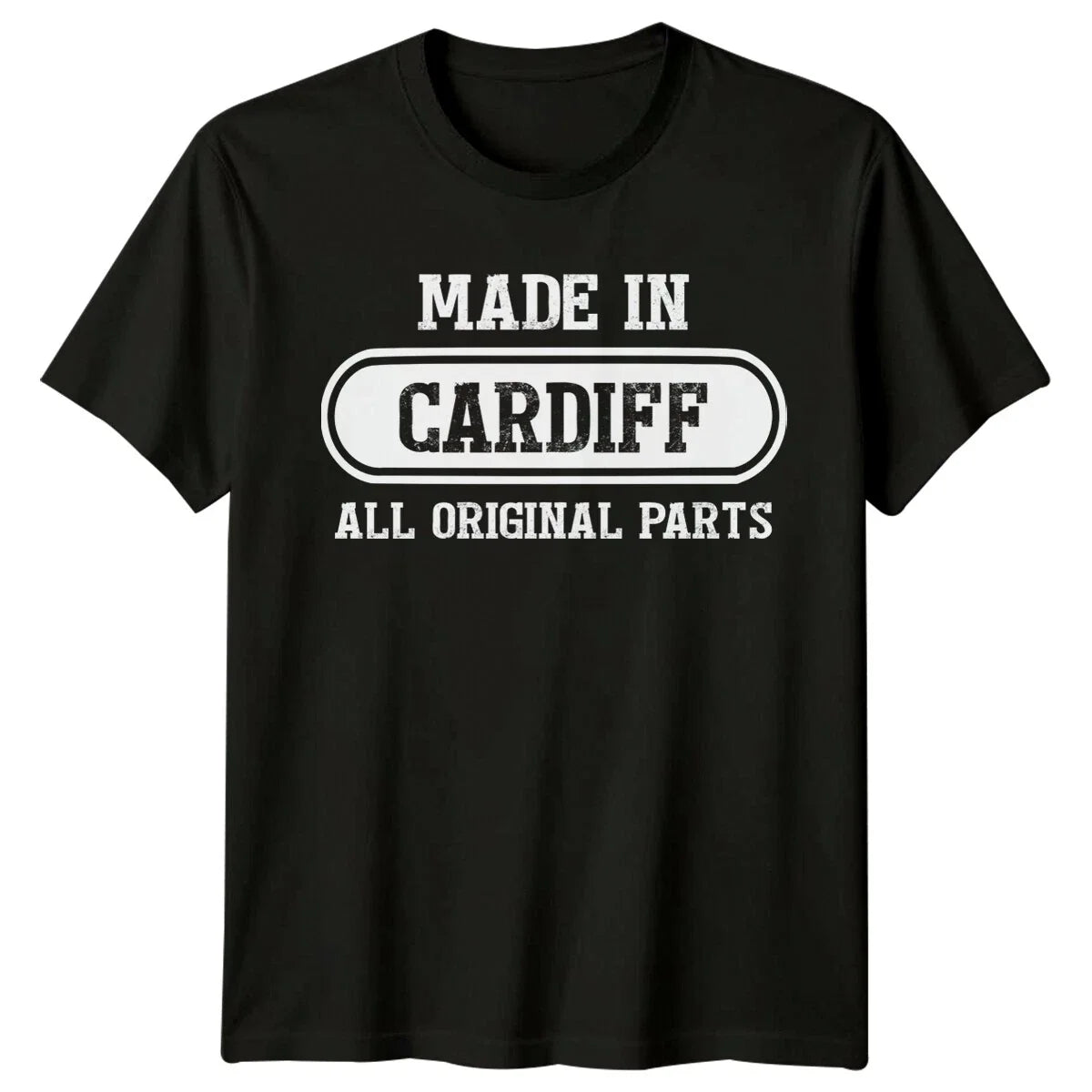 Made In Cardiff All Original Parts Mens Welsh Travel Tee Unisex