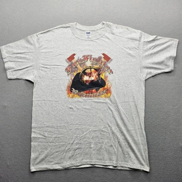 Anvil Men's Size 2X Gray Short Sleeve Fire Fighter Volunteer T-Shirt