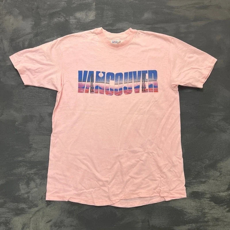 Vintage Vancouver Shirt Mens Large Pink 1980s Canada Unisex