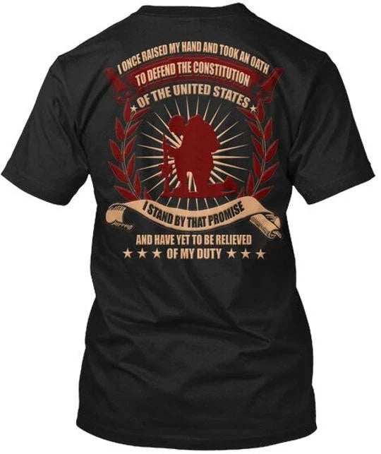Veteran Oath I Once Used My Hand And Took An To Defend Made in USA S-5XL Unisex